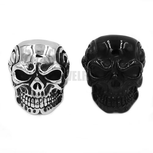 Vintage Gothic Skull Biker Stainless Steel Men Ring SWR0082 - Click Image to Close